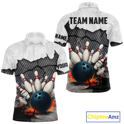 Black and White grunge Bowling Shirts for Men Custom Team Bowling Jerseys, Gift for Bowlers NQS10751