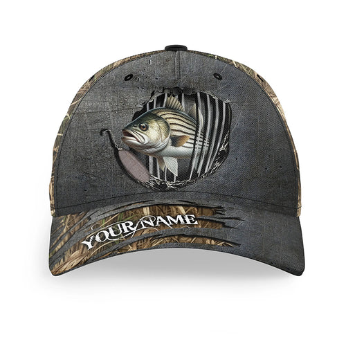Striped Bass fishing camo Custom fishing hat Unisex Fishing Baseball Angler striper hat cap NQS2423