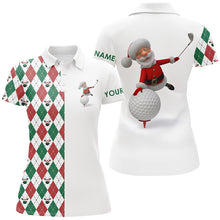 Load image into Gallery viewer, Funny Santa golfer Womens golf polo shirts custom argyle pattern Christmas golf gifts for ladies NQS6915