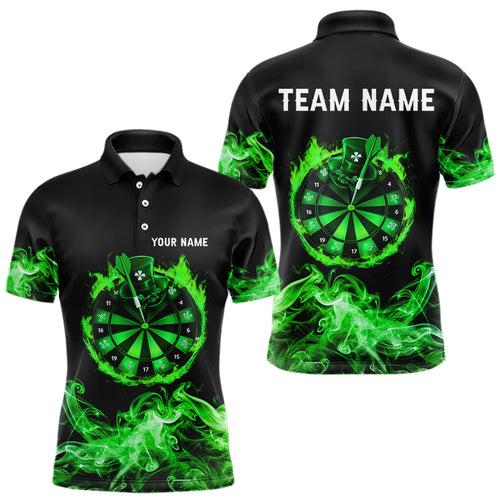 Green Flame Smoke Lucky clover Darts Shirts For Men Custom St Patrick Day Team Darts Jersey Outfit NQS9452