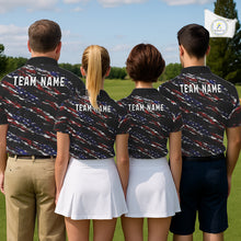 Load image into Gallery viewer, Black American Flag pattern Golf Polo shirts for men custom mens patriotic golf shirts, golfer gifts NQS11553