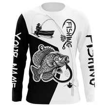 Load image into Gallery viewer, Black and White Crappie Fishing Custom Name UV Protection Fishing Apparel, Crappie Fishing Jerseys NQS334