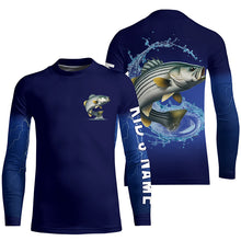 Load image into Gallery viewer, Striped Bass Fishing Blue lightning Custom Long sleeve fishing shirts, striper fishing jerseys NQS326