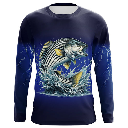 Funny Striped Bass Fishing blue lightning 3D All Over printed Shirts NQS327