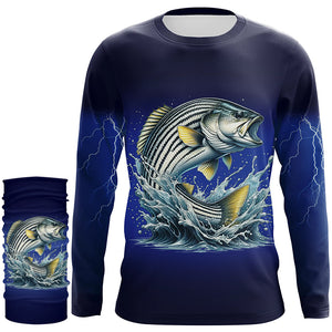 Funny Striped Bass Fishing blue lightning 3D All Over printed Shirts NQS327