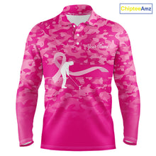 Load image into Gallery viewer, Breast Cancer Awareness golf shirts custom Mens golf polos shirts, pink camo ribbon golf shirts NQS10191