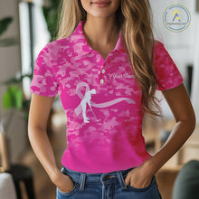 Load image into Gallery viewer, Breast Cancer Awareness golf shirts custom Women golf polos shirts, pink camo ribbon golf shirts NQS10191