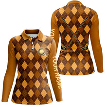 Load image into Gallery viewer, Orange argyle golf clubs Womens golf polo shirts custom golf outfit women, personalized golf gifts NQS8135