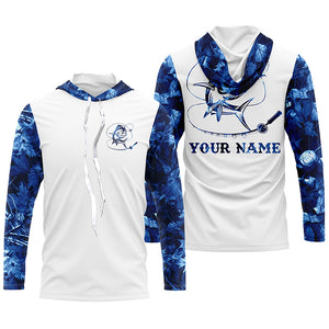 Mahi Mahi ( Dorado) fishing blue camo UV protection Customize name long sleeves fishing shirts NQS916