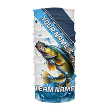 Load image into Gallery viewer, Personalized Blue Ice Walleye Ice Fishing Shirts Custom Walleye Long Sleeve Fishing Jersey for Team NQS9289