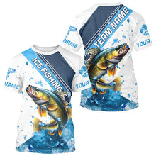 Load image into Gallery viewer, Personalized Blue Ice Walleye Ice Fishing Shirts Custom Walleye Long Sleeve Fishing Jersey for Team NQS9289