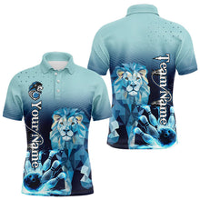 Load image into Gallery viewer, Blue Lightning Lion Bowling Polo, Quarter Zip Shirts for Men Custom Lion Bowling Team jerseys NQS9292
