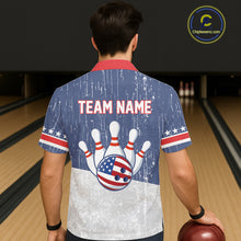 Load image into Gallery viewer, Red, White and Blue Grunge American Flag Bowling Hawaiian Shirt Custom Patriotic Team Bowling jersey NQS11345