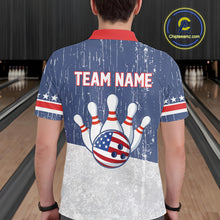 Load image into Gallery viewer, Red, White and Blue Grunge American Flag Bowling Shirts For Men Custom Patriotic Team Bowling jersey NQS11345