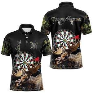 Personalized Black Camo Moose Darts Shirts For Men Custom Darts Team Jerseys NQS9467