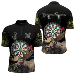 Personalized Black Camo Moose Darts Shirts For Men Custom Darts Team Jerseys NQS9467