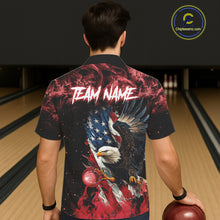 Load image into Gallery viewer, Red Flame American Flag Eagle Bowling Hawaiian shirt Custom Bowling Team button-up shirts NQS11556