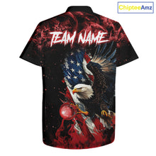 Load image into Gallery viewer, Red Flame American Flag Eagle Bowling Hawaiian shirt Custom Bowling Team button-up shirts NQS11556