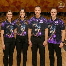 Load image into Gallery viewer, Purple Flame American Flag Eagle bowling shirts for Men Custom Bowling Team Jersey, gift for Bowler NQS11557