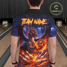 Load image into Gallery viewer, Orange and Purple Lightning Thunder Dragon Bowling Shirts for Men Custom Dragon Team Bowling Jersey NQS11680