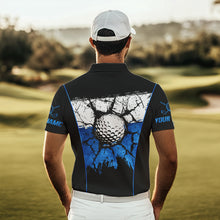 Load image into Gallery viewer, Black, White and Blue Retro broken Golf ball Mens Polo shirt Custom golf outfit for Team mens golf top NQS9788