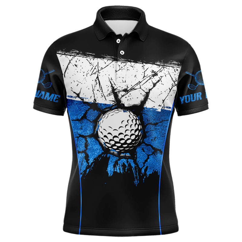 Black, White and Blue Retro broken Golf ball Mens Polo shirt Custom golf outfit for Team mens golf top NQS9788