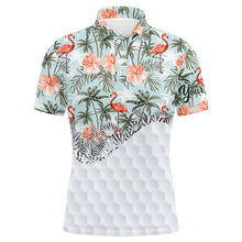 Load image into Gallery viewer, Tropical palm trees flamingo hibiscus pattern custom mens golf polo shirts team golf shirts for mens NQS5586