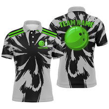 Load image into Gallery viewer, Black and Gray bowling Polo, Quarter Zip Shirt for Men Custom Green bowling ball Team Bowling jerseys NQS8145