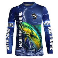 Load image into Gallery viewer, Mahi Mahi Fishing blue lightning jerseys custom performance Long Sleeve tournament fishing shirts NQS8150