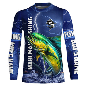 Mahi Mahi Fishing blue lightning jerseys custom performance Long Sleeve tournament fishing shirts NQS8150