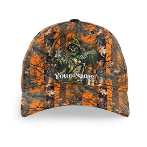 Bow hunting reaper orange camo Custom hunting hat, deer hat Unisex Hunting Baseball hat NQS2266