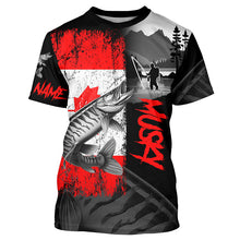 Load image into Gallery viewer, Canadian Flag Musky Fishing Custom long sleeve performance Fishing Shirt, Muskie fishing jerseys NQS8374