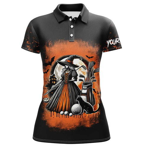 Black and Orange Witch golf Women golf polo shirts custom Halloween golf tops for ladies NQS8377