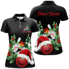 Load image into Gallery viewer, Christmas Bowling Shirt Custom Women Bowling Polo, Quarter zip Shirts black team league bowling jersey NQS8823