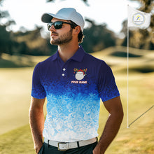Load image into Gallery viewer, Blue Ice pattern Mens Christmas Golf Shirts Custom Golf clothes For Men, Christmas gifts NQS10970