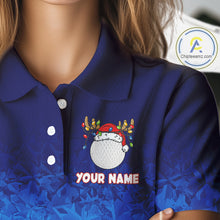 Load image into Gallery viewer, Blue Ice pattern Womens Christmas Golf Shirts Custom Golf clothes For Ladies, Christmas gifts NQS10970