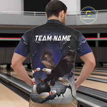 Load image into Gallery viewer, Eagle Bowling Polo, Quarter Zip Shirts for Men Custom Team Bowling jerseys, gift for bowlers | Blue NQS10972