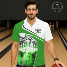 Load image into Gallery viewer, Funny Bowling Hawaiian Shirt custom name There is no crying in bowling just lots of swearing | Green NQS11350
