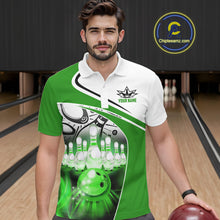 Load image into Gallery viewer, Funny Bowling Shirts For Men custom name There is no crying in bowling just lots of swearing | Green NQS11350