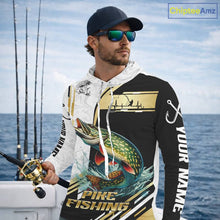 Load image into Gallery viewer, Personalized Northern Pike fishing shirts Custom sun protection Pike fishing team jerseys | Gold NQS11688