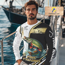 Load image into Gallery viewer, Personalized Northern Pike fishing shirts Custom sun protection Pike fishing team jerseys | Gold NQS11688