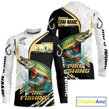 Load image into Gallery viewer, Personalized Northern Pike fishing shirts Custom sun protection Pike fishing team jerseys | Gold NQS11688