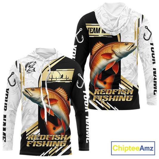 Personalized Redfish fishing shirts Custom sun protection Red Drum fishing team jerseys | Gold NQS11690