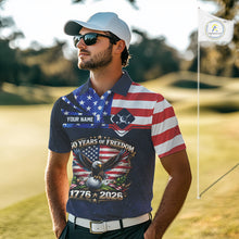 Load image into Gallery viewer, Freedom 250th Anniversary American Flag Golf Polo shirts for Men Custom patriotic team golf outfit NQS11693