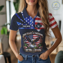 Load image into Gallery viewer, Freedom 250th Anniversary American Flag Golf Polo shirts for Women Custom patriotic team golf outfit NQS11693