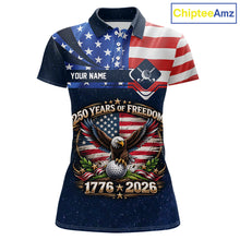 Load image into Gallery viewer, Freedom 250th Anniversary American Flag Golf Polo shirts for Women Custom patriotic team golf outfit NQS11693