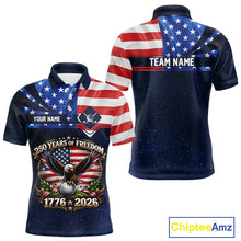 Load image into Gallery viewer, Freedom 250th Anniversary American Flag Golf Polo shirts for Men Custom patriotic team golf outfit NQS11693
