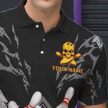 Load image into Gallery viewer, Funny Black and Gray Camo Bowling Shirt For Men Custom Skull Bowling Bomb Team bowling attire for men NQS9792