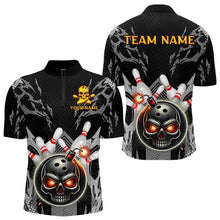 Load image into Gallery viewer, Funny Black and Gray Camo Bowling Shirt For Men Custom Skull Bowling Bomb Team bowling attire for men NQS9792