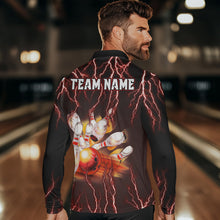 Load image into Gallery viewer, Personalized Red Lightning Thunder Bowling Shirt For Men Custom Bowling Team bowling attire for men NQS9793
